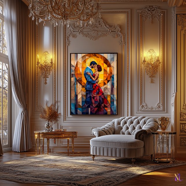 Impressão Em Tela Trabalho de arte de vidro do Beijo (Criador carregado)