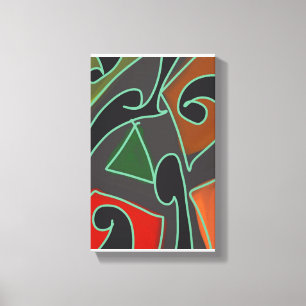 Impressão Em Tela Trabalho de Arte Maori Abstrata Contemporânea 3 po