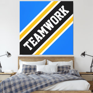 Impressão Em Tela TRABALHO EM EQUIPE Brilho Azul, Banhas de Corrente