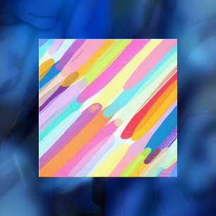 Impressão Em Tela Traços Coloridos Diagonais, Pintura Abstrata