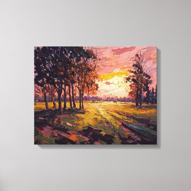 Impressão Em Tela Tranquil Meadow Sunset Fine Art (Frente)