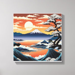 Impressão Em Tela Tranquilo Monte Fuji ao Sunset
