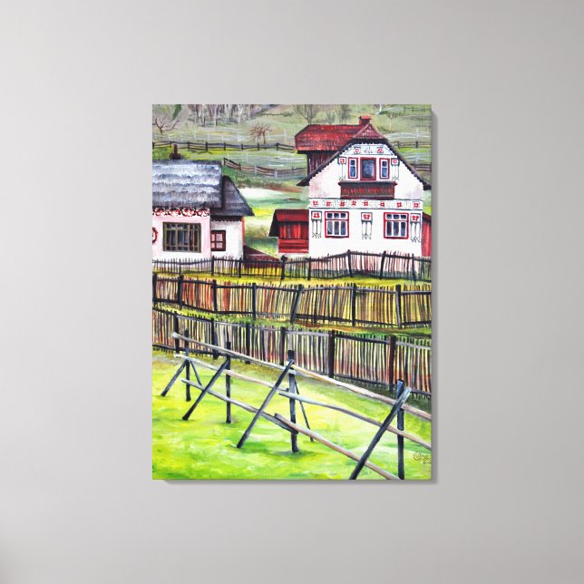 Impressão Em Tela Transilvânia, Romênia, pintada com aquarela (Frente)