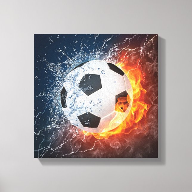 Impressão Em Tela Travesseiro decorativo Flaming de Futebol/Bola de  (Frente)