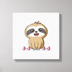 Impressão Em Tela Treino de Preguiça Chibi Fofa � Animal de Academia