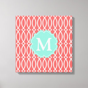Impressão Em Tela Treliça moderna coral elegante personalizada