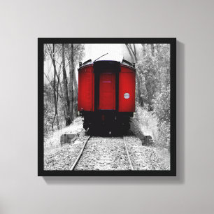 Impressão Em Tela Trem antiquado do vapor com Caboose vermelho