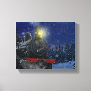 Impressão Em Tela Trem de Natal na neve