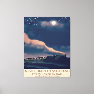 Impressão Em Tela Trem de noite a Scotland