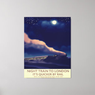 Impressão Em Tela Trem Noturno Para Londres.