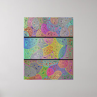Impressão Em Tela três blocos de formas abstratas multicoloridas