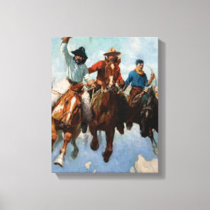 Impressão Em Tela “Três Cowboys de Montana” por W Herbert Dunton