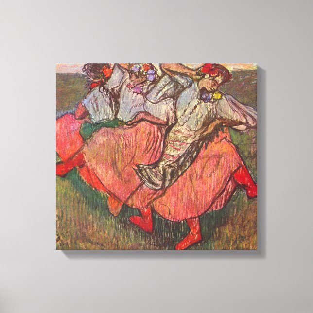 Impressão Em Tela Três dançarinos russos por Edgar Degas (Frente)