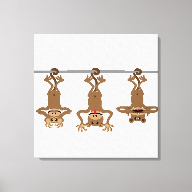 Impressão Em Tela Três macacos insensatos (Frente)