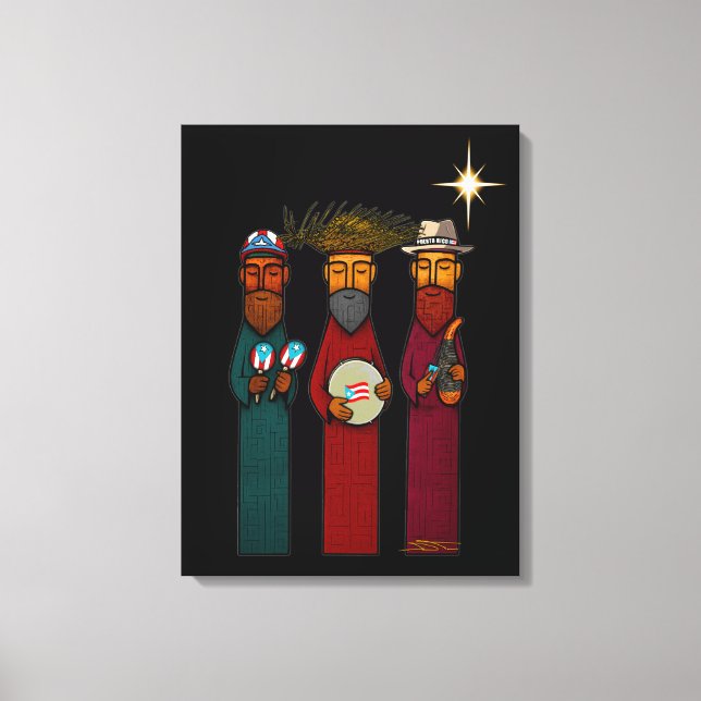 Impressão Em Tela Três Reis Magos Porto-Riquenhos – Parranda (Frente)