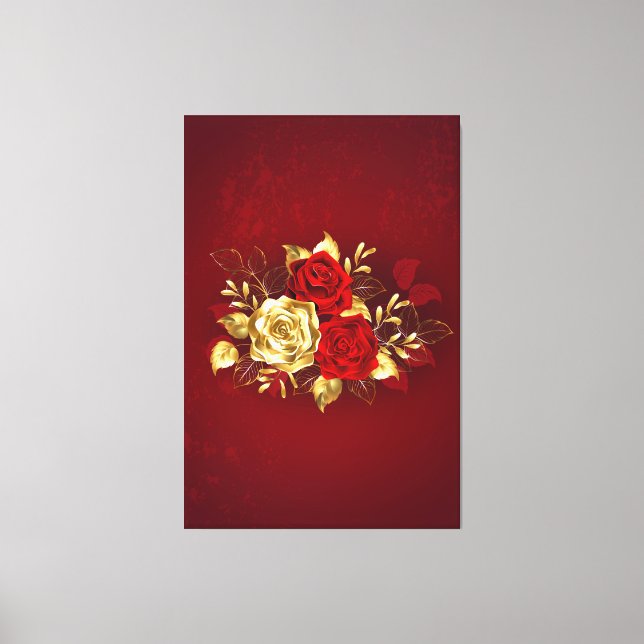 Impressão Em Tela Três Rosas de joalharia (Frente)