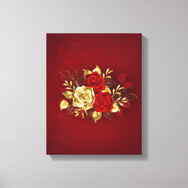 Impressão Em Tela Três Rosas de joalharia (Frente)