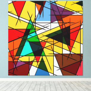 Impressão Em Tela Triângulo Moderno Colorido Geométrico