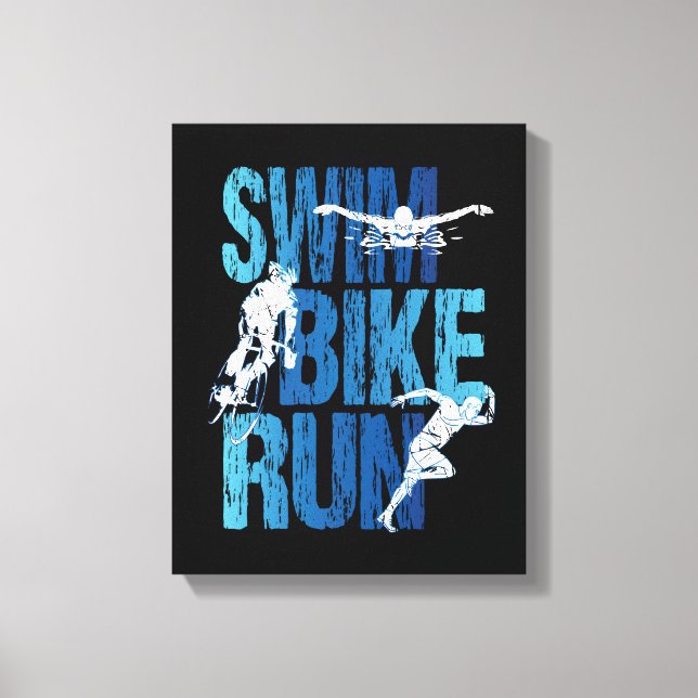 Impressão Em Tela Triathlon - Natação Bike Run (Frente)