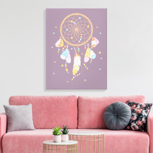 Impressão Em Tela Tribal Dreamcatcher Boho Purple