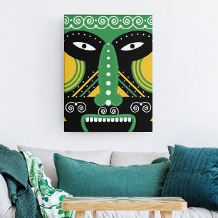 Impressão Em Tela tribal ritual verde