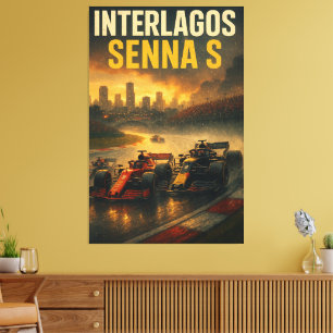 Impressão Em Tela Tributo a Ayrton Senna de Interlagos Grande Prêmio