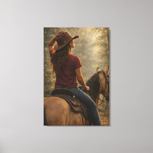 Impressão Em Tela Trilha Ensolarada Arte de Cavalo Tela Esticada