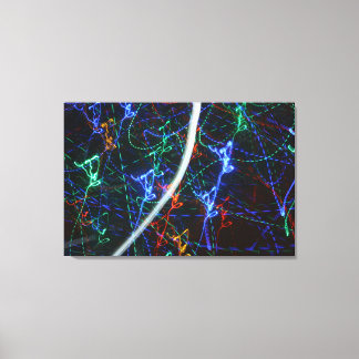Impressão Em Tela Trilhas de Luz Neon Fotografia Abstrata. Cyberpunk