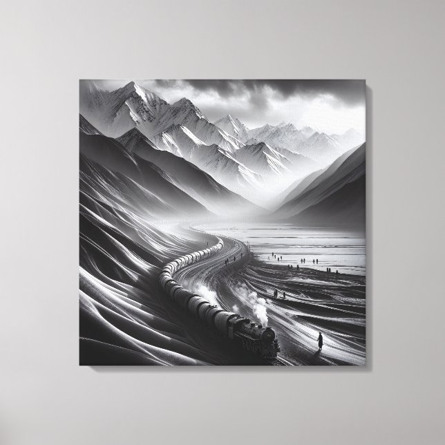 Impressão Em Tela Trilhos Místicos de Montanha: Odisseia de Comboio  (Frente)