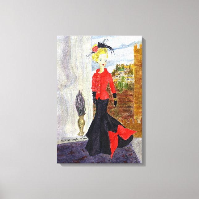 Impressão Em Tela Trimestre Francês: MatisseFashion Watercolor (Frente)