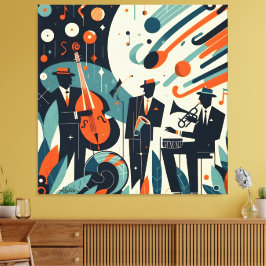 Impressão Em Tela Trio do Jazz da Era Moderno de Meados do Século