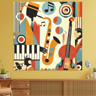 Impressão Em Tela Trio Minimalista Moderno da Era do Jazz de Meados