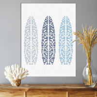 Trio náutico de pranchas de arte em linha