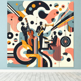 Impressão Em Tela Trio Psicodélico do Jazz da Era Mid Century