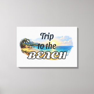 Impressão Em Tela Trip to the Beach Tropical Sunset Escape Design