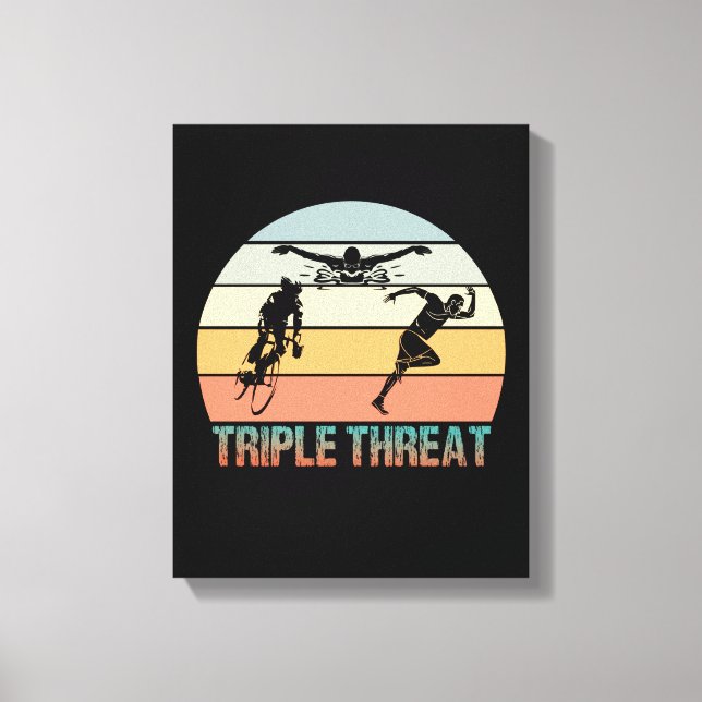 Impressão Em Tela Tripla ameaça - Triathlon Sunset (Frente)
