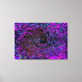 Impressão Em Tela Trippy Black and Magenta Retro Liquid Swirl