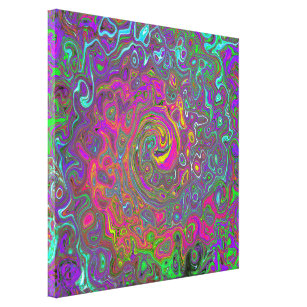 Impressão Em Tela Trippy Hot Pink Abstrato Retro Liquid Swirl