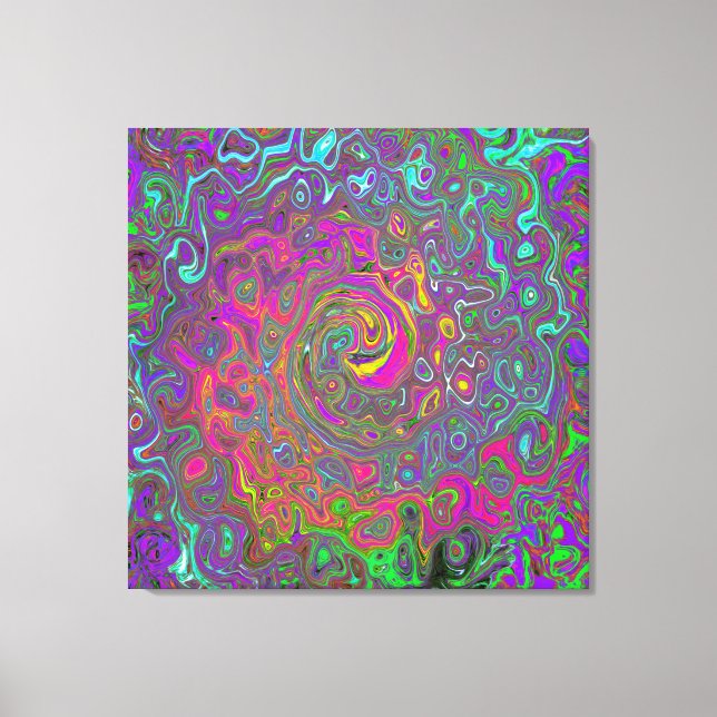 Impressão Em Tela Trippy Hot Pink Abstrato Retro Liquid Swirl (Frente)