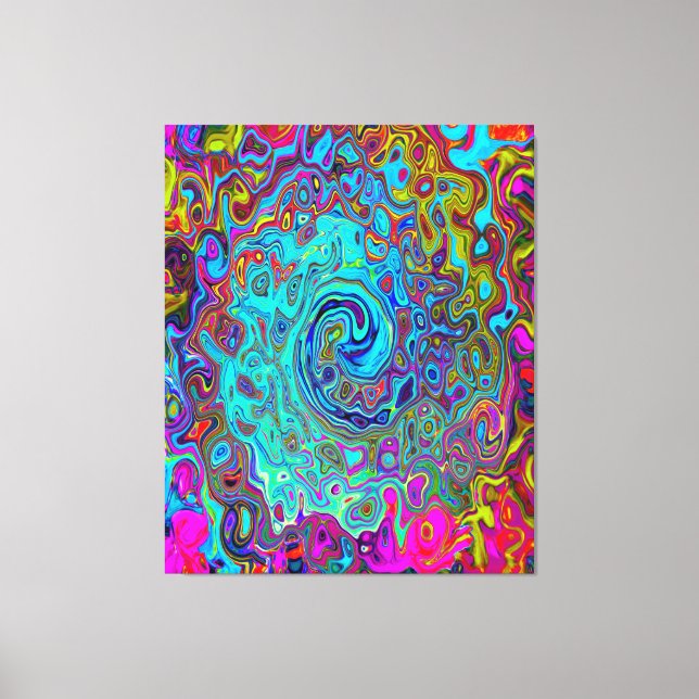 Impressão Em Tela Trippy Sky Blue Abstrato Retro Liquid Swirl (Frente)