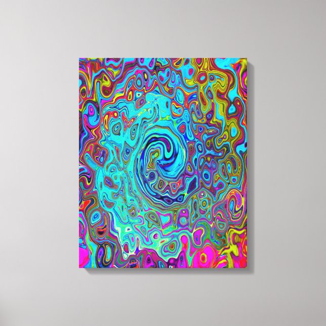 Impressão Em Tela Trippy Sky Blue Abstrato Retro Liquid Swirl (Frente)
