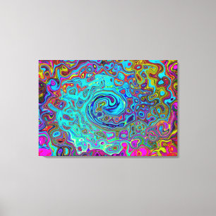 Impressão Em Tela Trippy Sky Blue Abstrato Retro Liquid Swirl