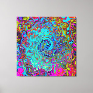 Impressão Em Tela Trippy Sky Blue Abstrato Retro Liquid Swirl