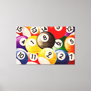 Impressão Em Tela Triptych de Colagem de Bilhares