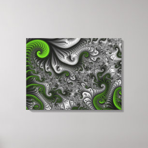 Impressão Em Tela Triptych Fractal da Cinza Verde da Fantasia