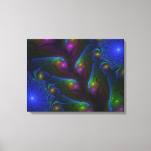 Impressão Em Tela Triptych Fractal Luminoso Colorido Abstrato Modern
