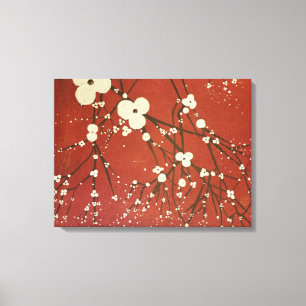Impressão Em Tela Triptych Red Wall Art Modern Flowers Japonês