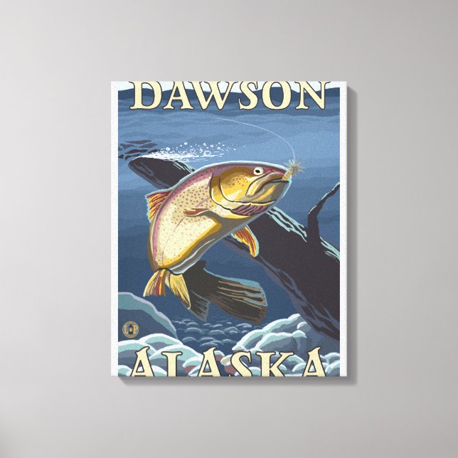 Impressão Em Tela Troço de pesca de trutas - Dawson, Alasca (Frente)