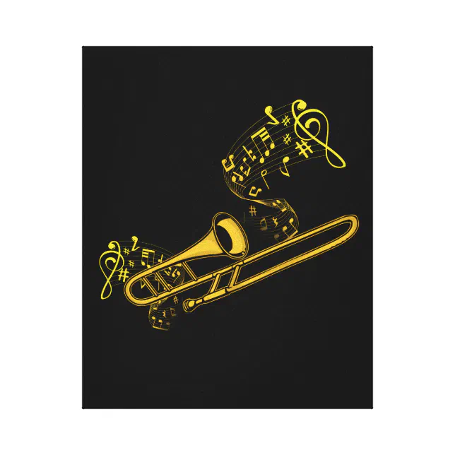 Impressão Em Tela Trombone Player Brass Music Instrumento Grande Ban
