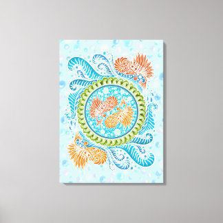 Impressão Em Tela Tropical Koi Mandala | Arte Zen do Oceano Vibrante